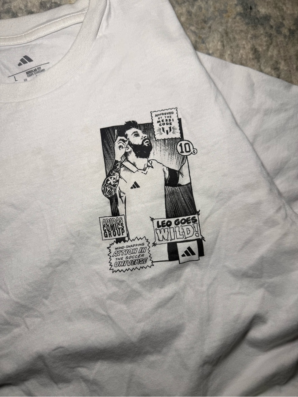 Adidas Lionel Messi Comics Group Graphic T-Shirt Men’s Large White